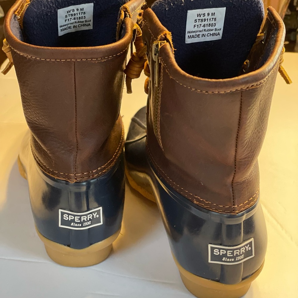 Sperry Waterproof Duck Boots Women’s 9 Tan / Blue